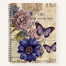 Erstelle deine eigenen rosa violette Blumen Schmet Notizblock