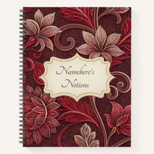 Erstelle deine eigenen roten Bronze-Vintage-Blumen Notizblock