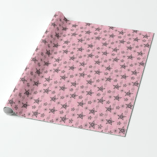 Erstelle deine eigenen schwarzen Pentagramme rosa  Geschenkpapier