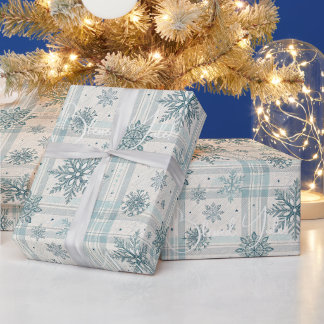 Erstelle deine eigenen See-Blau-Karo-Schneeflocken Geschenkpapier