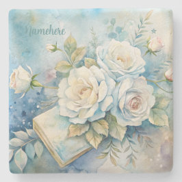 Erstelle deine eigenen shabby chic gelben Rosen Steinuntersetzer