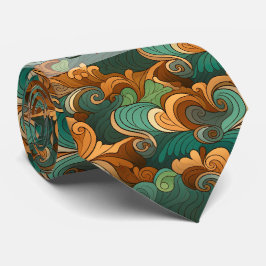 Erstelle deine eigenen Teal Amber Wellen Herbst Krawatte