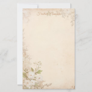 Erstelle deine eigenen Vintage-Beige-Weiße-Blumen Briefpapier