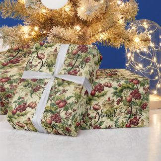 Erstelle deine eigenen Winterfrüchte Florale Yule Geschenkpapier