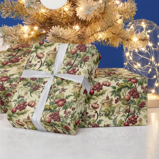 Erstelle deine eigenen Winterfrüchte Florale Yule Geschenkpapier (Feiertage)