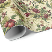 Erstelle deine eigenen Winterfrüchte Florale Yule Geschenkpapier (Rolleneckpunkt)