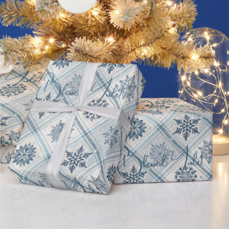 Erstelle deine eigenen winterlichen blauen Karo-Sc Geschenkpapier