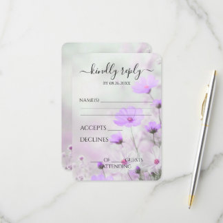 Erstelle Deine eigenen zarten lila Blumen Hochzeit RSVP Karte
