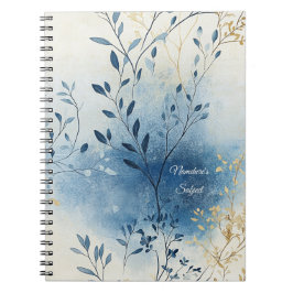 Erstelle Deinen eigenen blauen Nebel-Gold-Blumen-M Notizblock