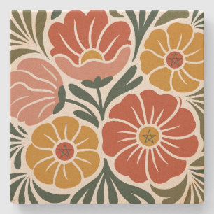 Erstelle Deinen eigenen groovigen Retro-Wildblumen Steinuntersetzer