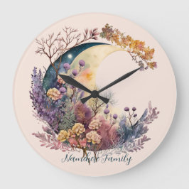 Erstelle deinen eigenen mystischen floralen Halbmo Große Wanduhr