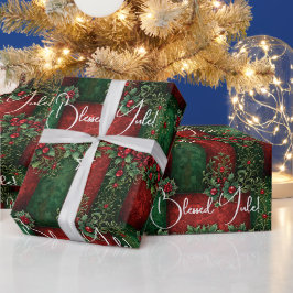 Erstelle deinen eigenen Rot-Grünen-Yule-Holly-Korb Geschenkpapier
