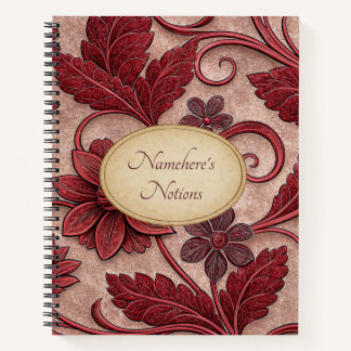Erstelle deinen eigenen rubinroten vintage Blumenr Notizblock