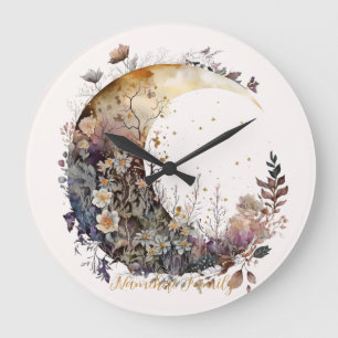 Erstelle deinen eigenen rustikalen Blumen-Halbmond Große Wanduhr
