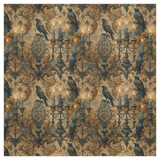 Erstelle deinen eigenen Vintage-Gold-Gothic-Raben- Stoff (Muster)