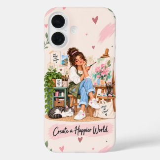 Erstelle eine glücklichere Welt Künstlerin iPhone 16 Hülle