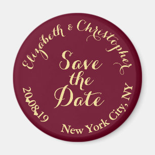 Erstelle elegante burgunder-goldene Hochzeit "Save Magnet