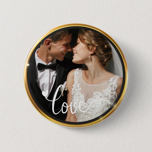 Erstelle es selbst Love Script Goldrahmen Foto Button (Vorderseite)