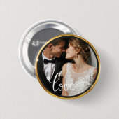 Erstelle es selbst Love Script Goldrahmen Foto Button (Vorne & Hinten)