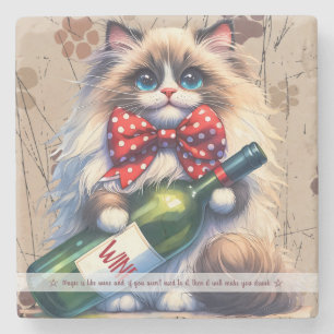 Erstelle Ihren eigenen lustigen Mr Kitty Birman Ka Steinuntersetzer