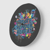 Erstelle. Render. Wieder von vorne. Acryl Wanduhre Große Wanduhr (Winkel)