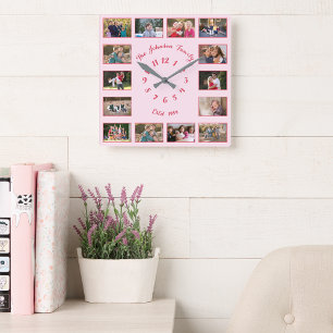 Erstellen einer benutzerdefinierten rosa Familie,  Quadratische Wanduhr