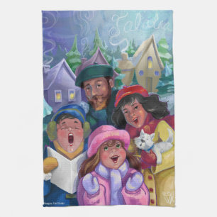 Erstellen einer Caroling-Illustration Küchentuch