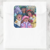 Erstellen einer Caroling-Illustration Quadratischer Aufkleber (Tasche)