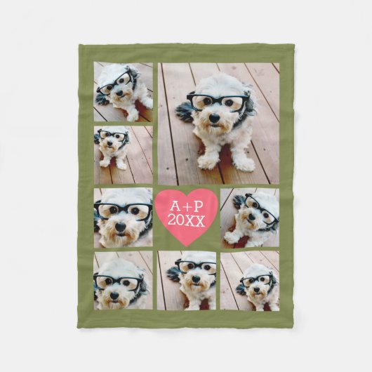 Erstellen eines 8-Foto Collage Heart - grün rosa Fleecedecke (Vorderseite)