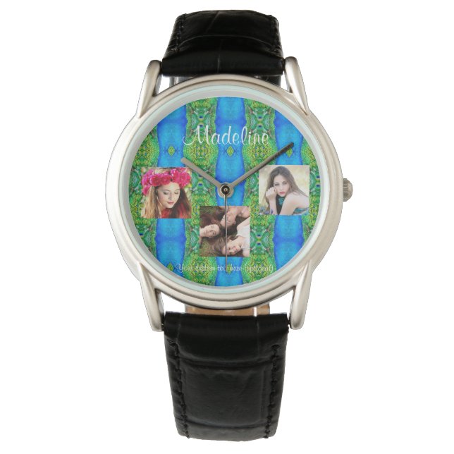 Erstellen eines benutzerdefinierten Pfauendesigns  Armbanduhr (Vorderseite)