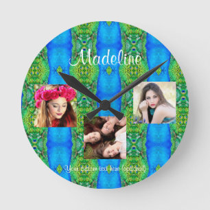 Erstellen eines benutzerdefinierten Pfauendesigns  Runde Wanduhr