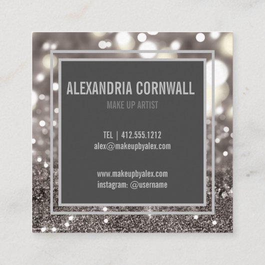 Erstellen eines Glitzer für künstlerisches Signatu Quadratische Visitenkarte (Rückseite)