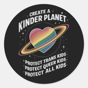 Erstellen eines Kinderplanets für LGBTQ-Jugend Runder Aufkleber
