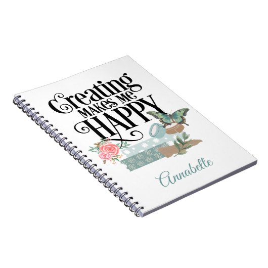 Erstellen macht mich glücklich, Spiral Foto Notebo Notizblock (Rechte Seite)
