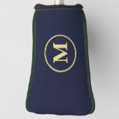 Erstellen Personalisierter Navy Blue Gold Monogram Golf Headcover (Rotieren 90)