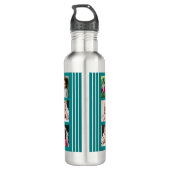 Erstellen Sie Aquamarin Ihren eigenen Familienname Edelstahlflasche (Rückseite)