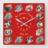 Erstellen Sie benutzerdefinierte Familie Foto Coll Quadratische Wanduhr (Vorderseite)