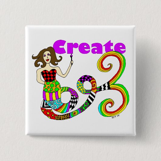 Erstellen Sie den farbenfrohen Mermaid-Platz Button (Vorderseite)