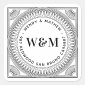 Erstellen Sie die Monogramm-Rücksendeadresse Ihres Quadratischer Aufkleber (Vorderseite)