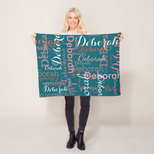 Erstellen Sie die Typografie des weiblichen Namens Fleecedecke
