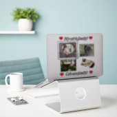 Erstellen Sie eigene Aufkleber für Katzen-Liebhabe (Laptop auf Schreibtisch)