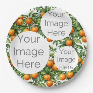 erstellen Sie eigene Orangen für die Foto-Vorlage. Pappteller