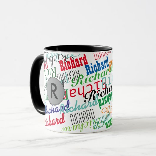 Erstellen Sie ein cooles Namensmuster schwarz Tasse (Vorderseite Links)