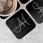 Erstellen Sie ein eigenes benutzerdefiniertes Mono Rechteckiger Pappuntersetzer<br><div class="desc">Erstellen Sie Ihren eigenen personalisierten Untersetzer mit Ihrem benutzerdefinierten handgeschriebenen Namen und Monogramm. Um diese Entwurfsvorlage zu bearbeiten,  ändern Sie die Textfelder wie oben gezeigt. Sie können einfach mehr Text oder Bilder hinzufügen,  Schriftart und Farben anpassen. Leckerei selbst oder das ideale Geschenk für Familie,  Freunde,  Eltern und Großeltern!</div>