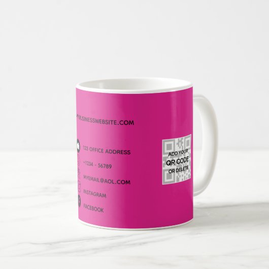 Erstellen Sie ein eigenes CERISE PINK QR CODE-Firm Kaffeetasse (VorderseiteRechts)