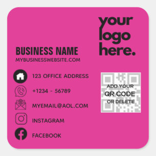 Erstellen Sie ein eigenes CERISE PINK QR CODE-Firm Quadratischer Aufkleber