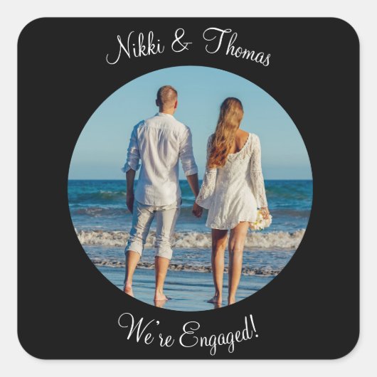 Erstellen Sie ein eigenes Foto-Verlobung-Skript Quadratischer Aufkleber (Vorderseite)