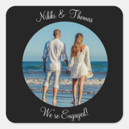 Erstellen Sie ein eigenes Foto-Verlobung-Skript Quadratischer Aufkleber
