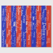 Erstellen Sie ein eigenes rotes und blaues Namensm Geschenkpapier (Flach)