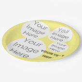 Erstellen Sie ein gelbes Foto für eine Papiervorla Pappteller (Schrägansicht)